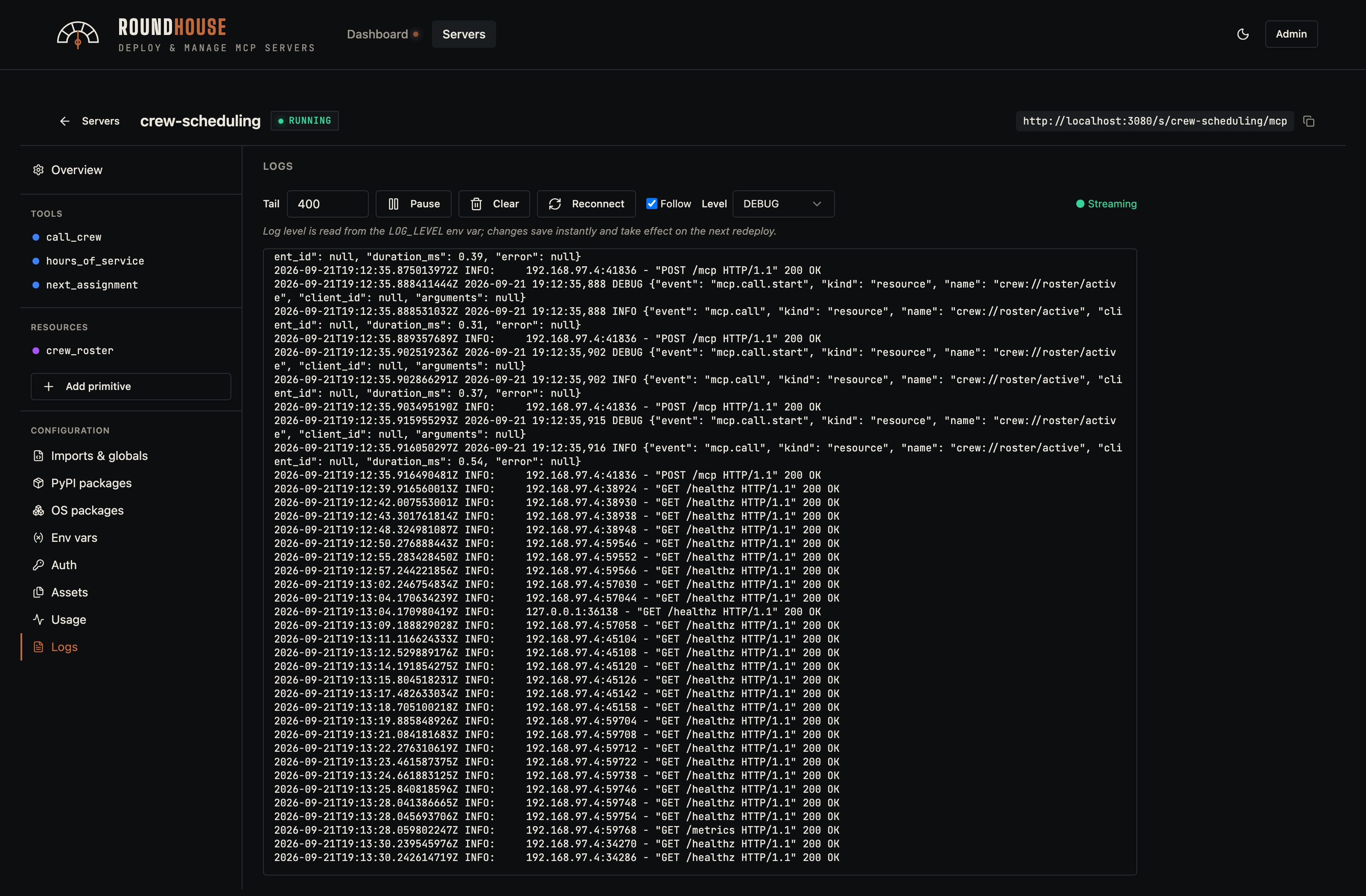 Editor — logs