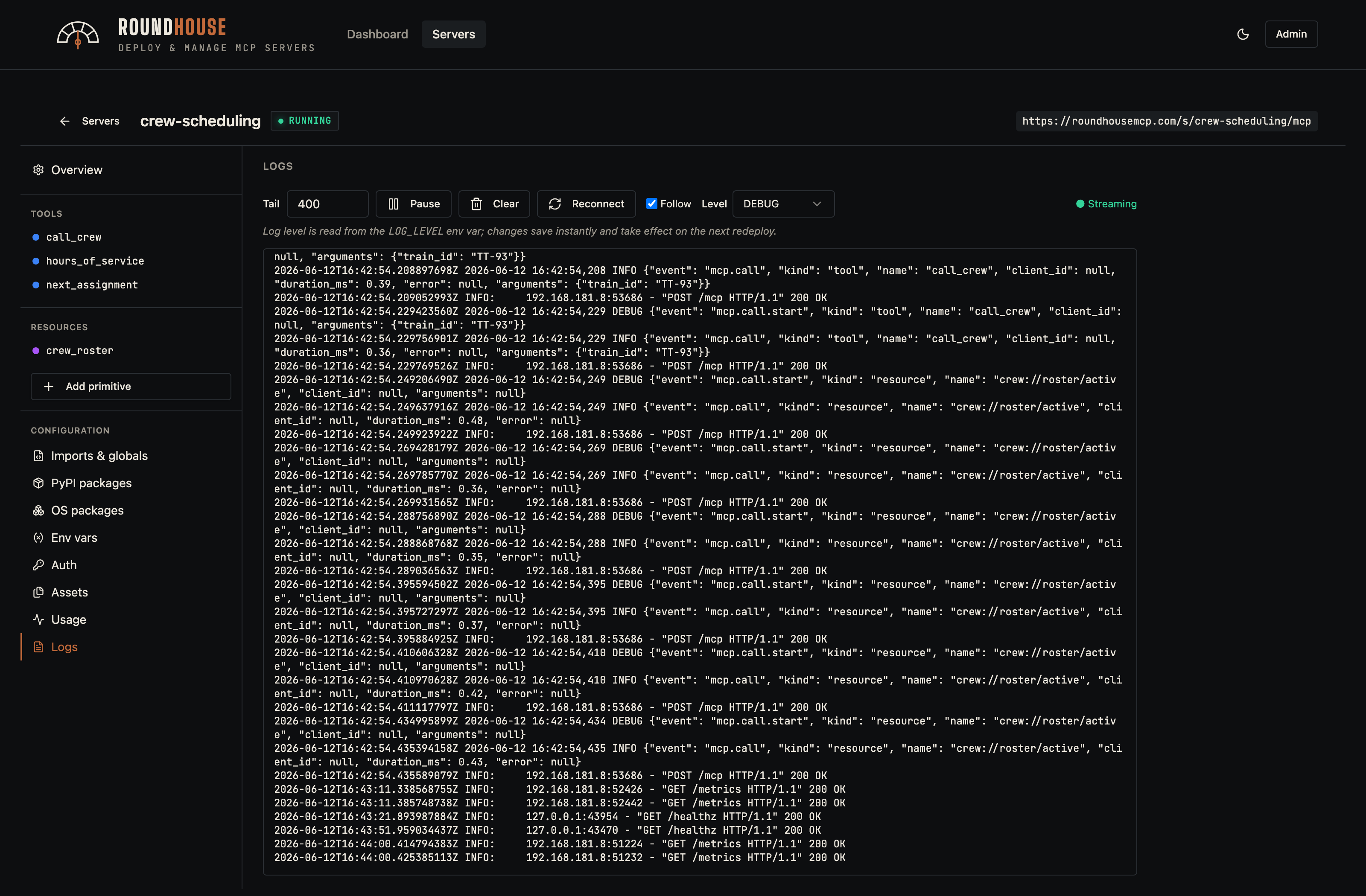 Editor — logs