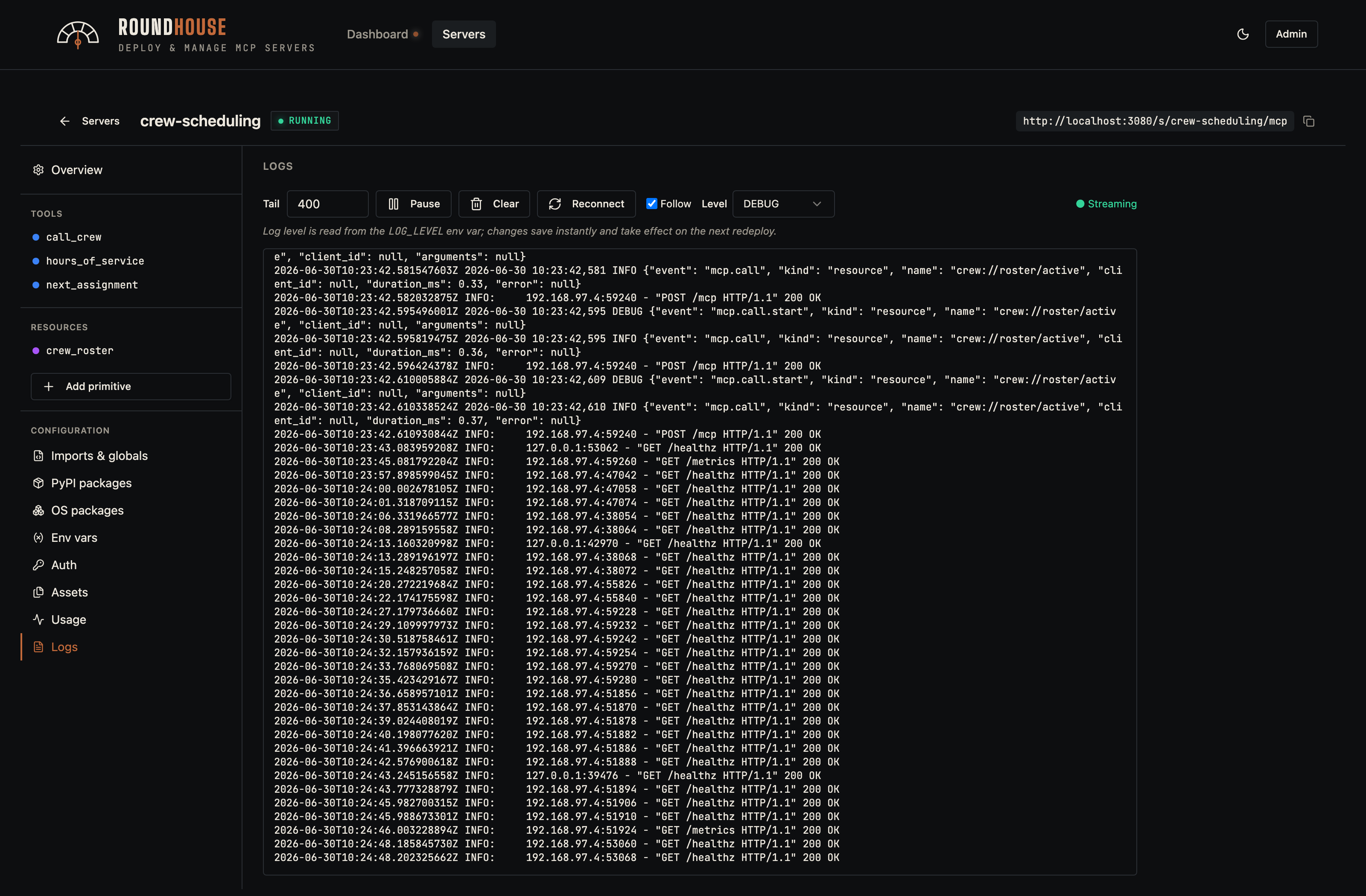 Editor — logs