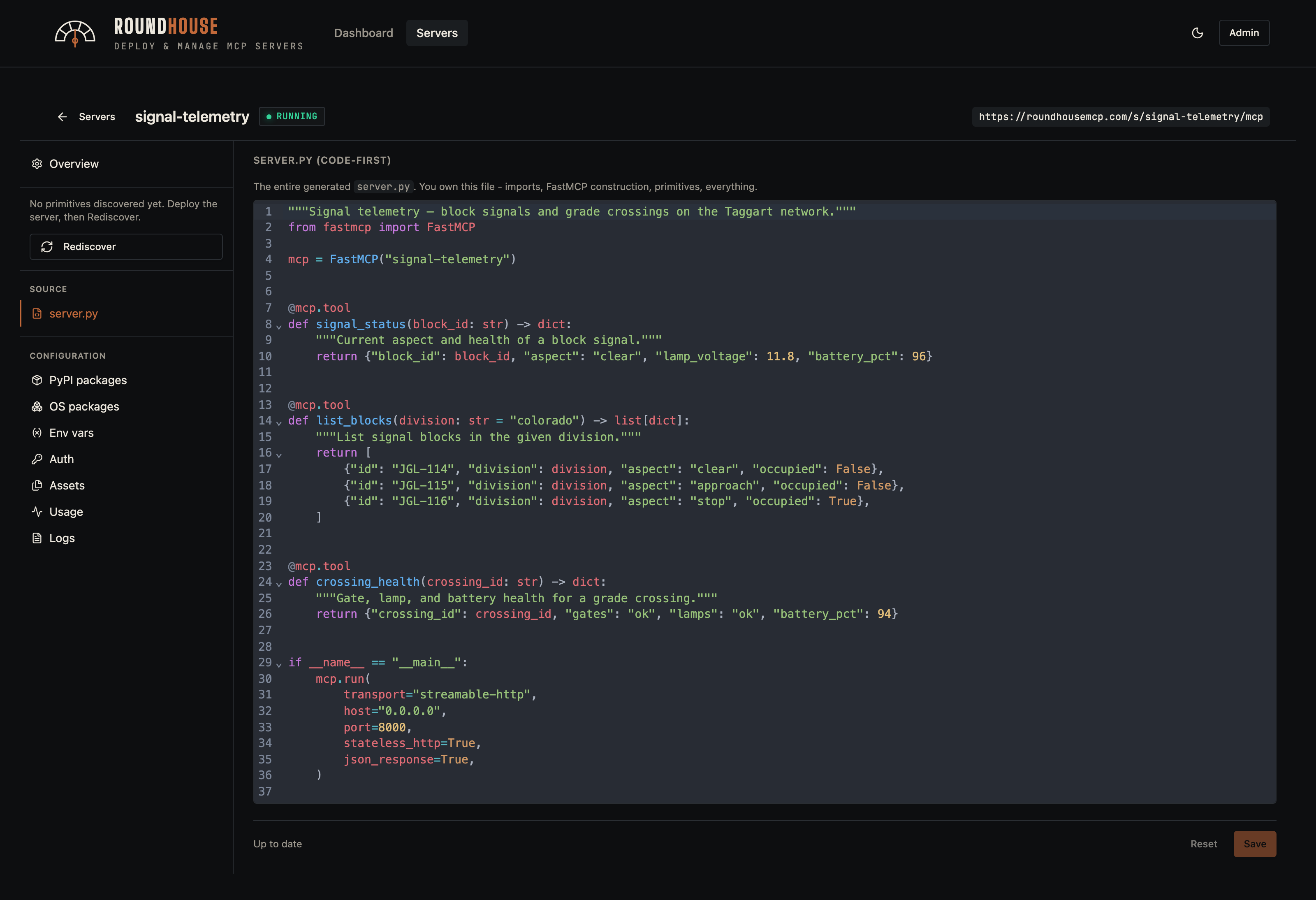 Editor — source (code mode)