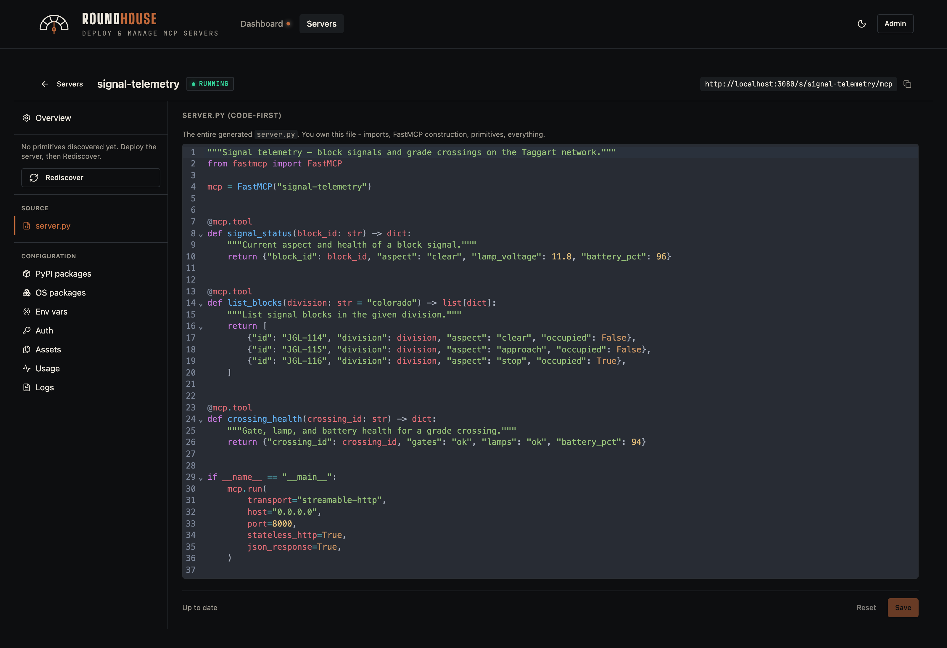 Editor — source (code mode)