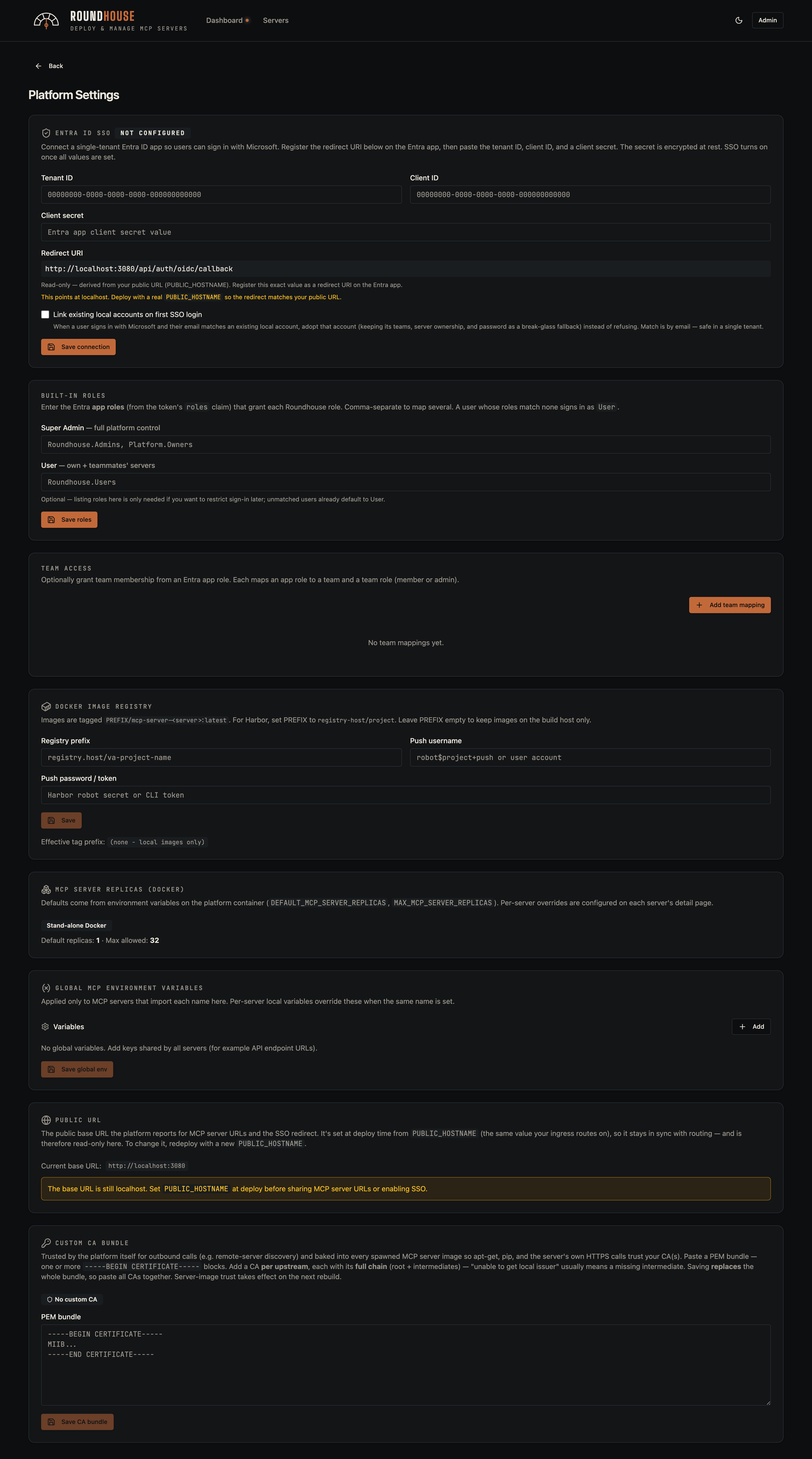 Platform settings