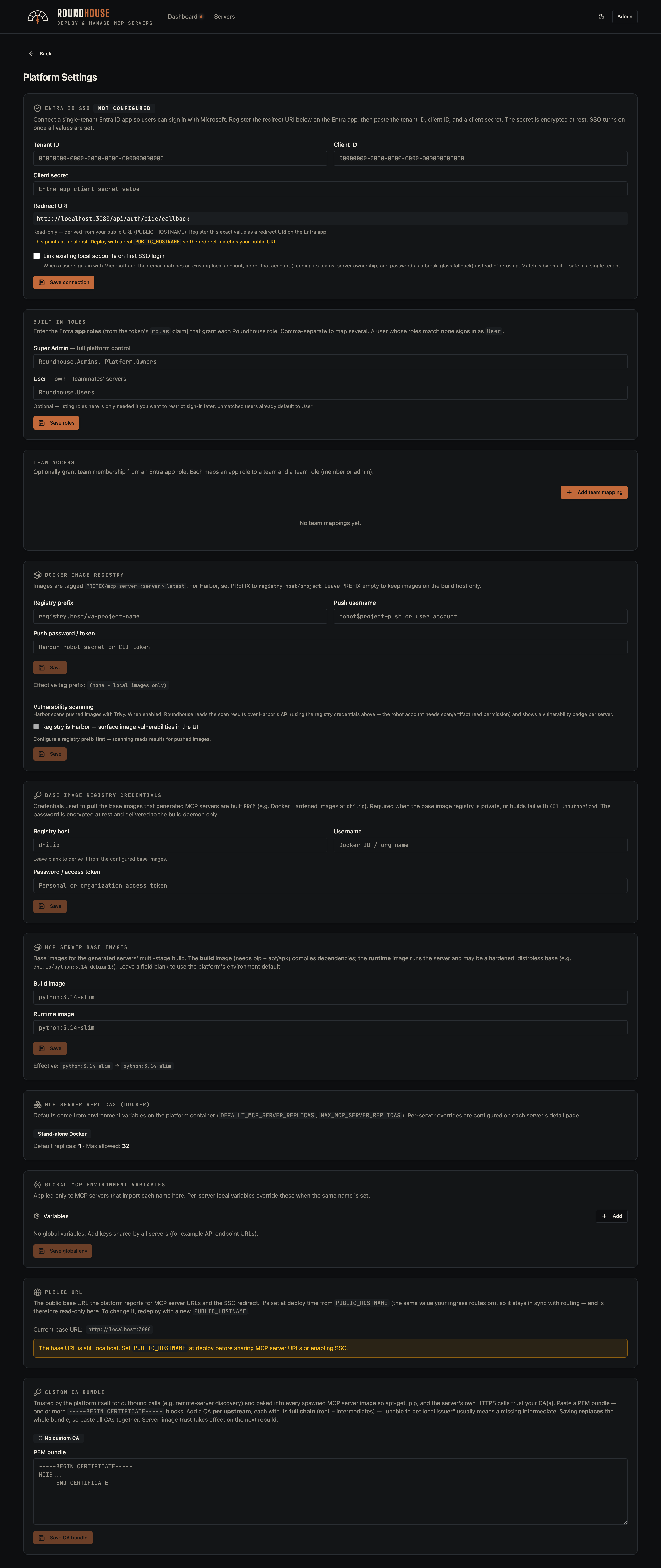 Platform settings